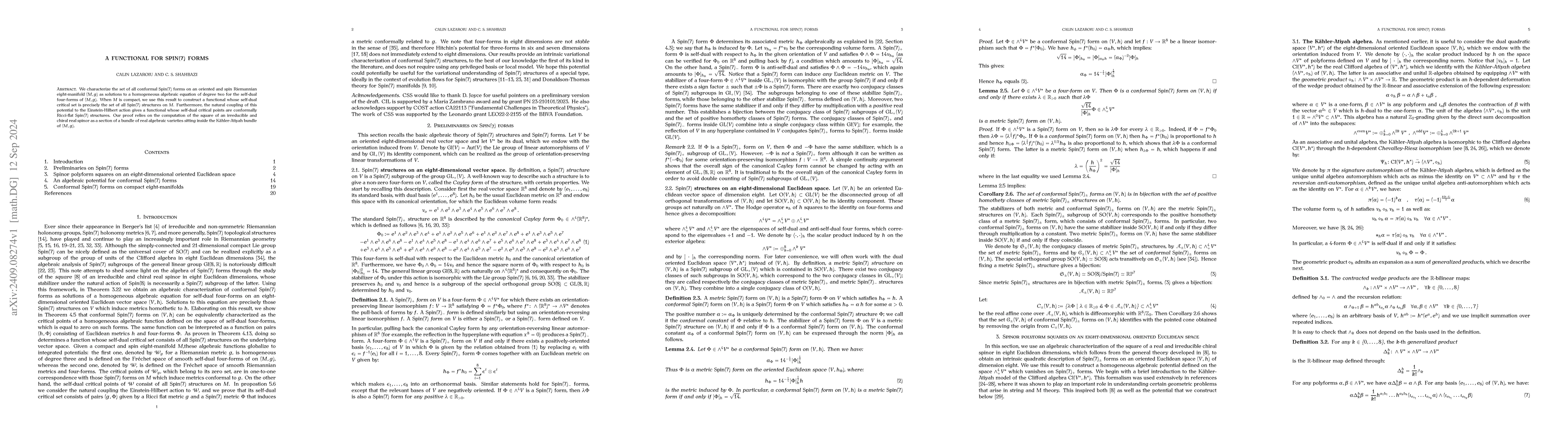 Thumbnail for A functional for Spin(7) forms