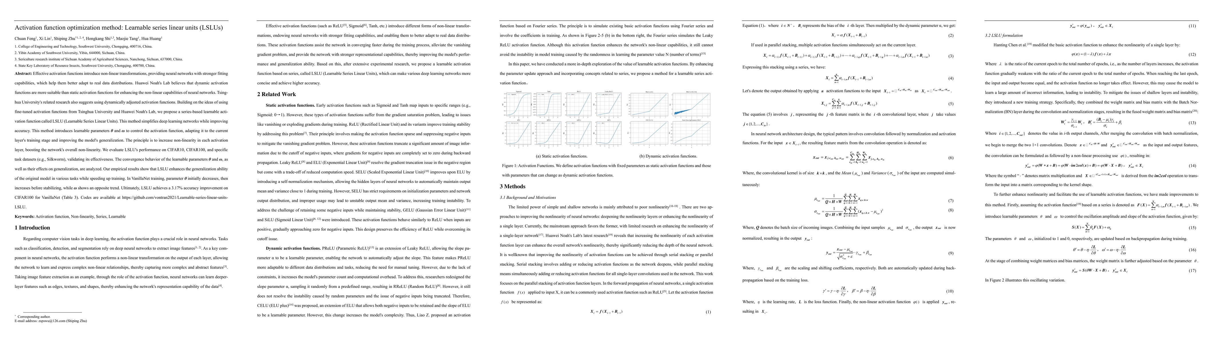 Thumbnail for Activation function optimization method: Learnable series linear units
  (LSLUs)