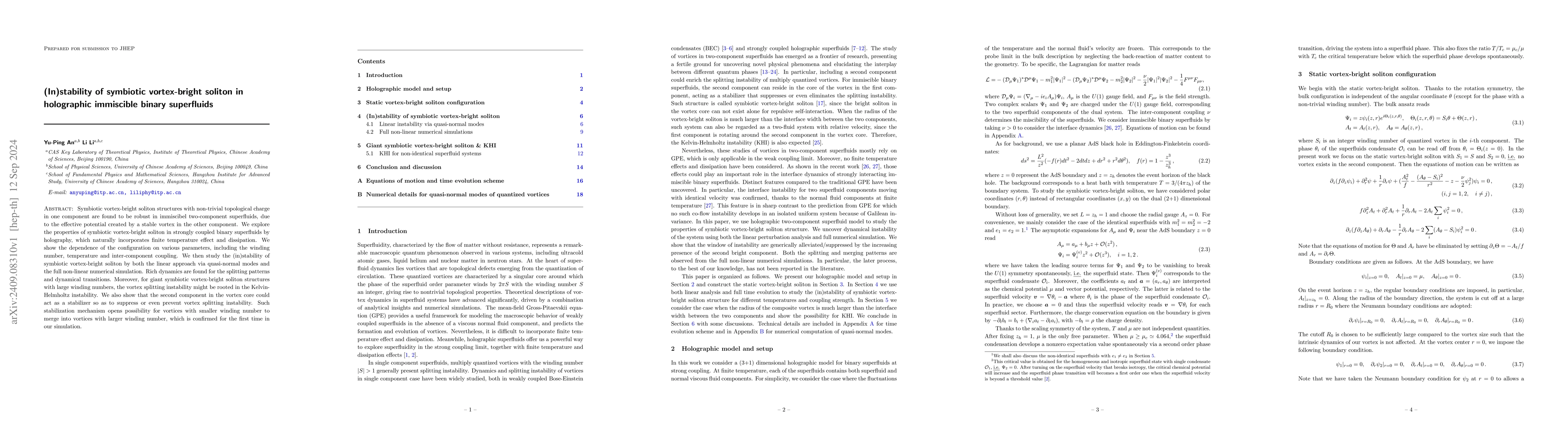 Thumbnail for (In)stability of symbiotic vortex-bright soliton in holographic
  immiscible binary superfluids