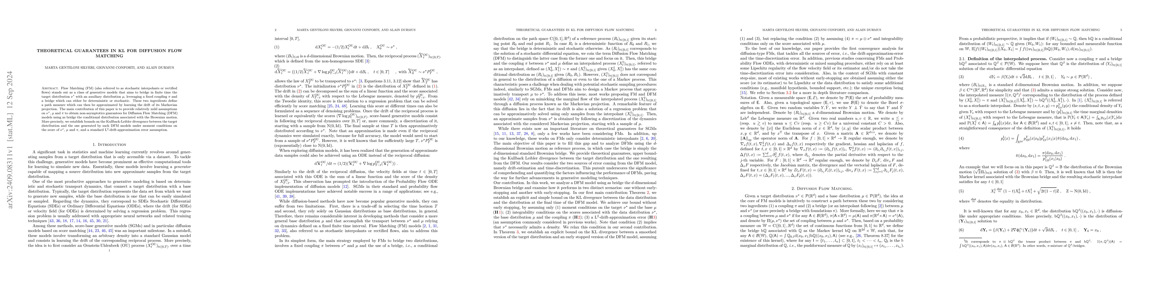 Thumbnail for Theoretical guarantees in KL for Diffusion Flow Matching