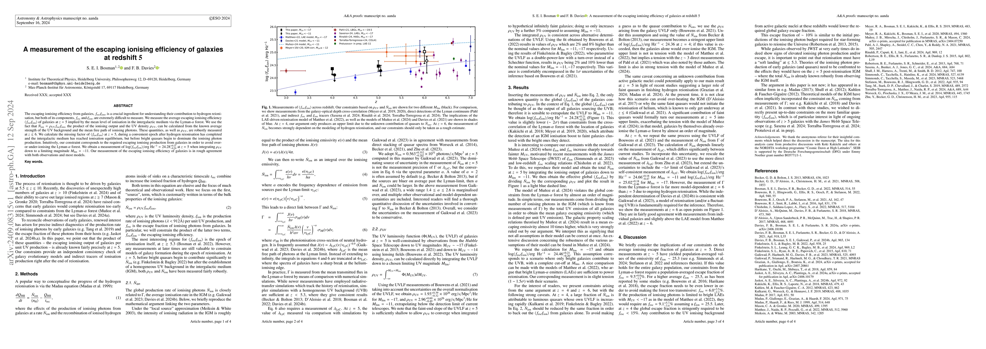 Thumbnail for A measurement of the escaping ionising efficiency of galaxies at
  redshift 5
