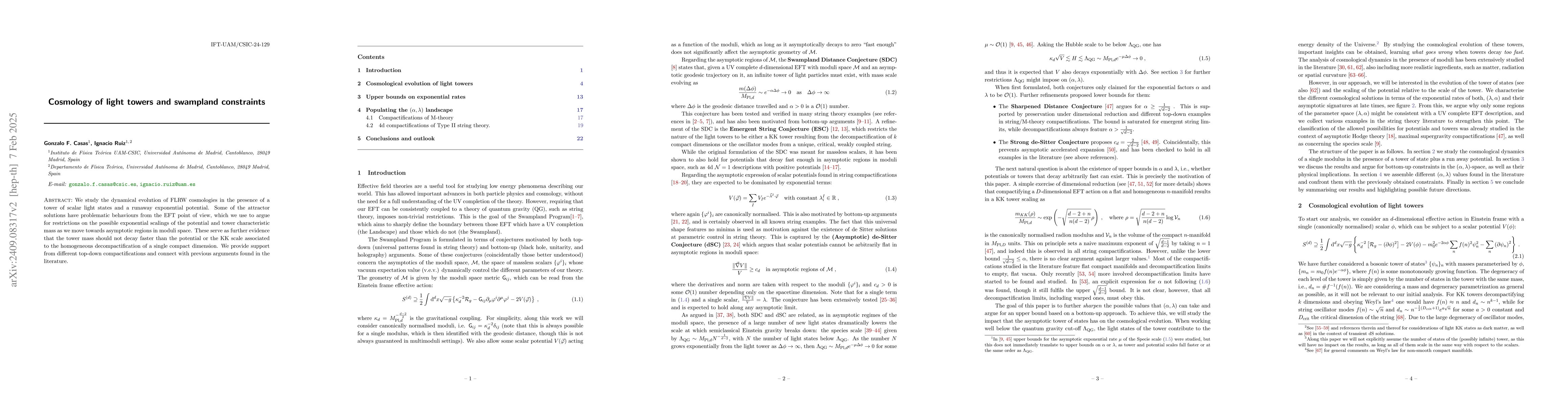 Thumbnail for Cosmology of light towers and swampland constraints