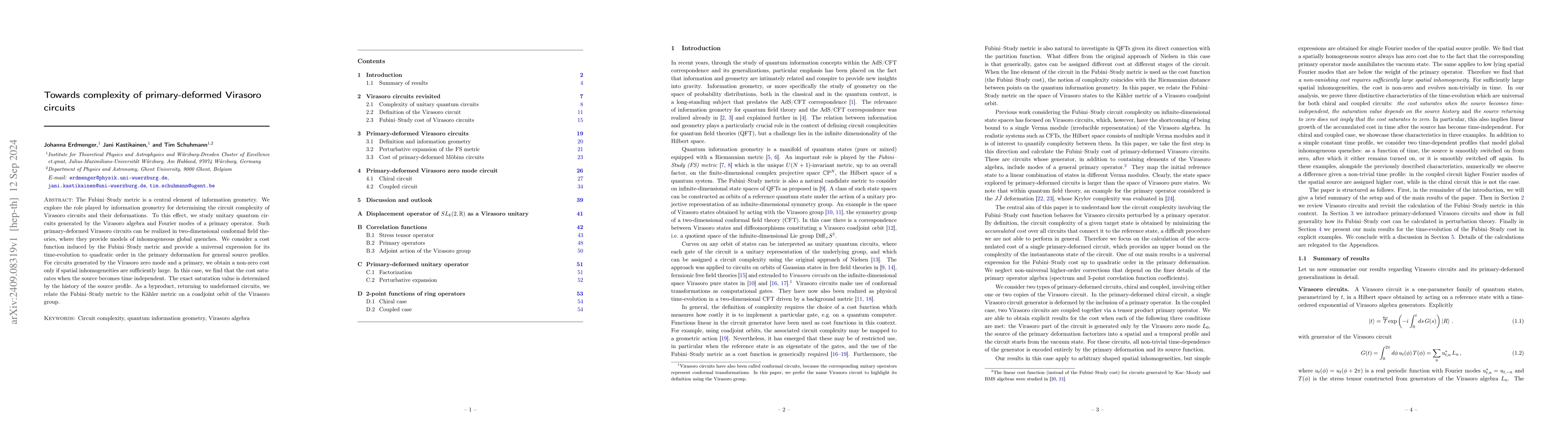 Thumbnail for Towards complexity of primary-deformed Virasoro circuits