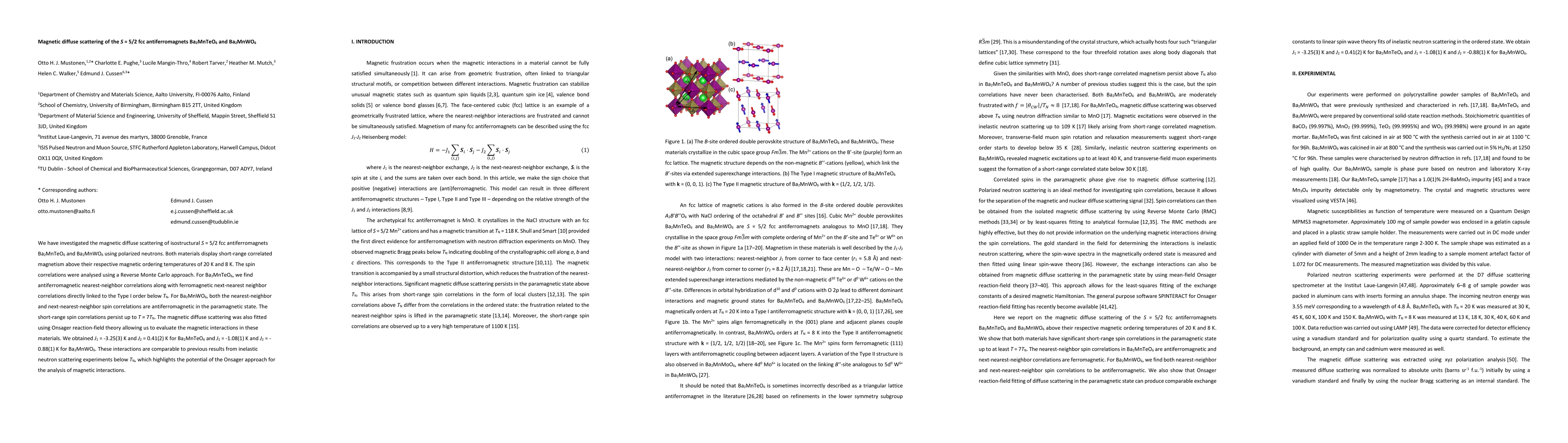 Thumbnail for Magnetic diffuse scattering of the $S$ = 5/2 fcc antiferromagnets
  Ba$_2$MnTeO$_6$ and Ba$_2$MnWO$_6$