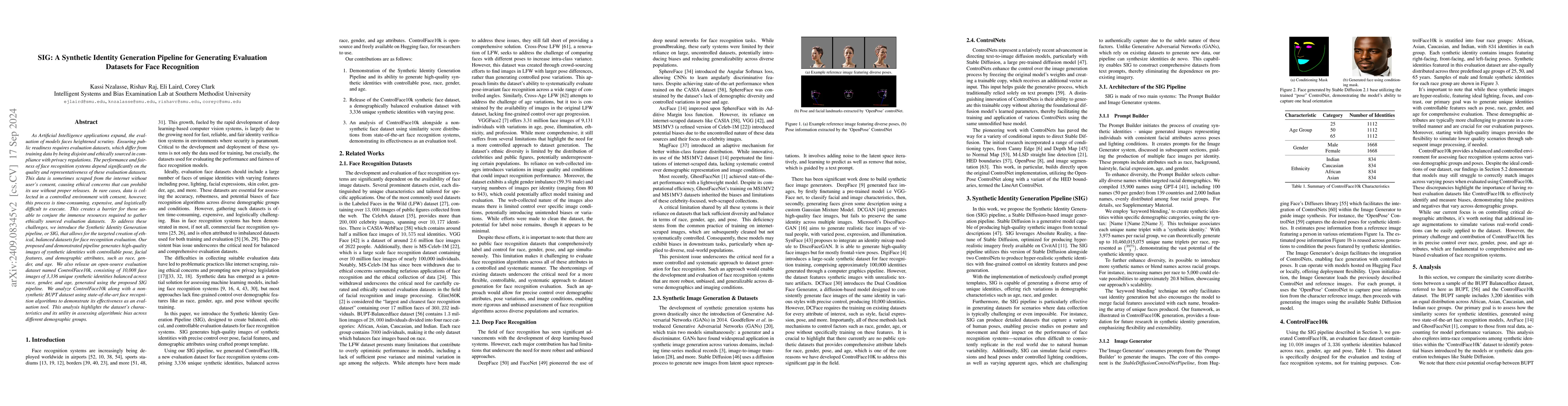Thumbnail for SIG: A Synthetic Identity Generation Pipeline for Generating Evaluation
  Datasets for Face Recognition