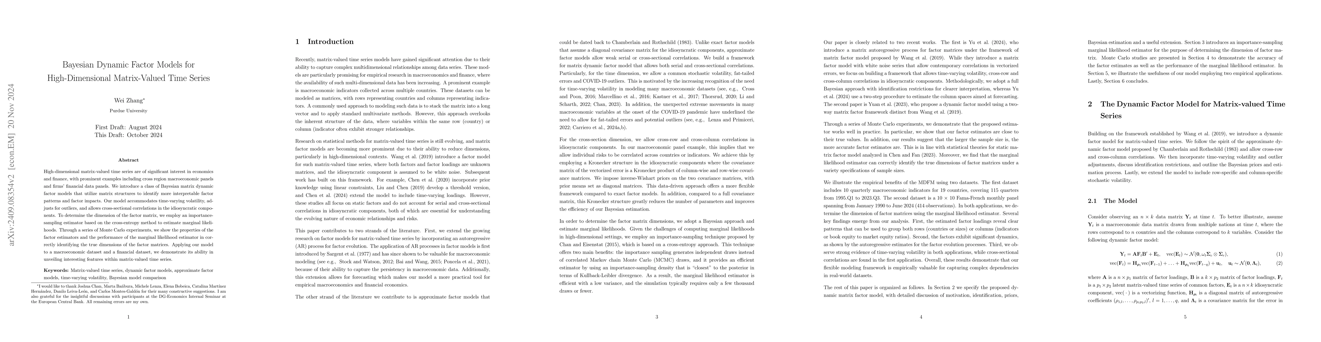 Thumbnail for Bayesian Dynamic Factor Models for High-dimensional Matrix-valued Time
  Series