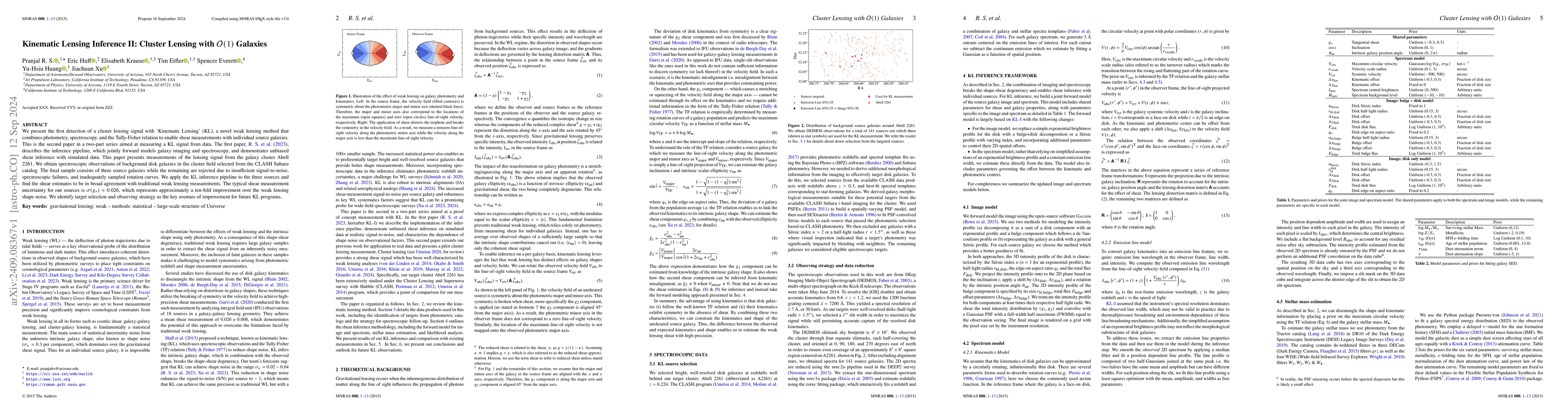Thumbnail for Kinematic Lensing Inference II: Cluster Lensing with $\mathcal{O}$(1)
  Galaxies