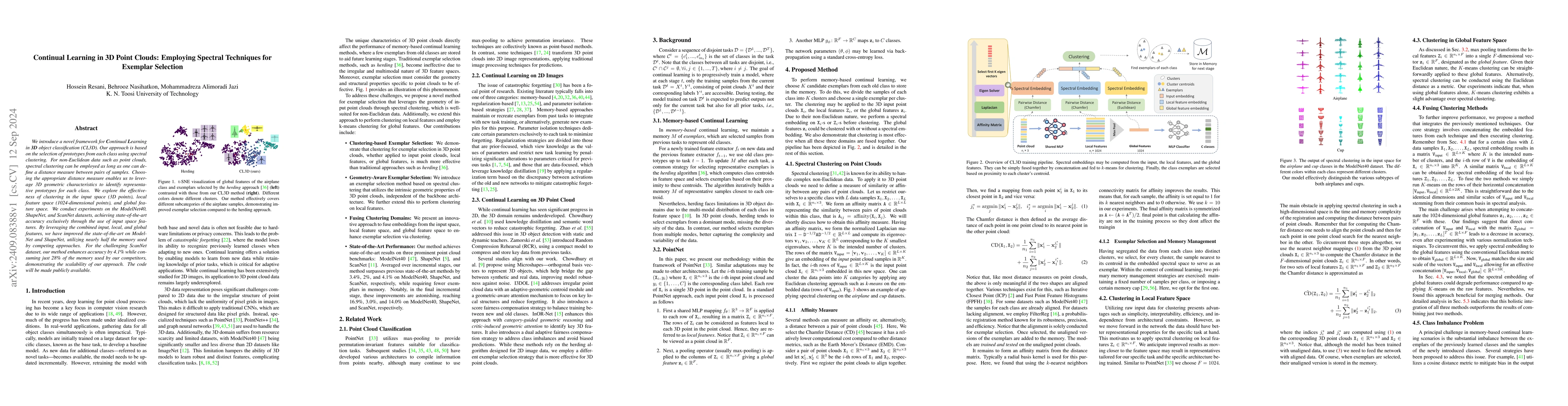 Thumbnail for Continual Learning in 3D Point Clouds: Employing Spectral Techniques for
  Exemplar Selection