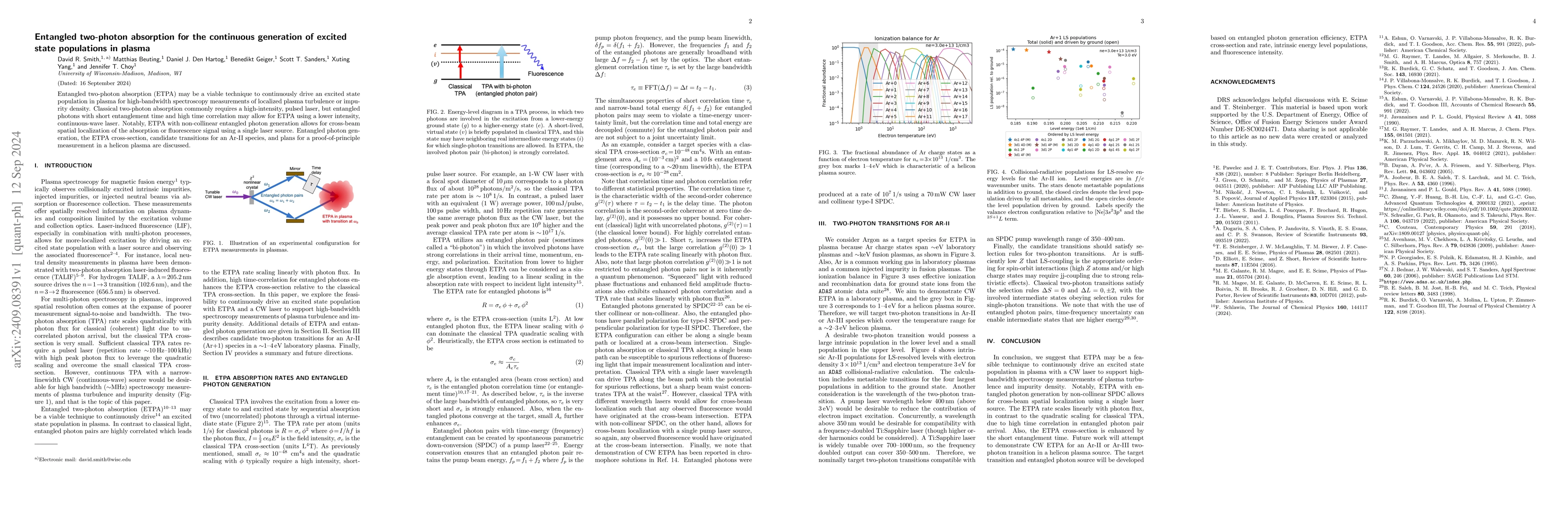 Thumbnail for Entangled two-photon absorption for the continuous generation of excited
  state populations in plasma