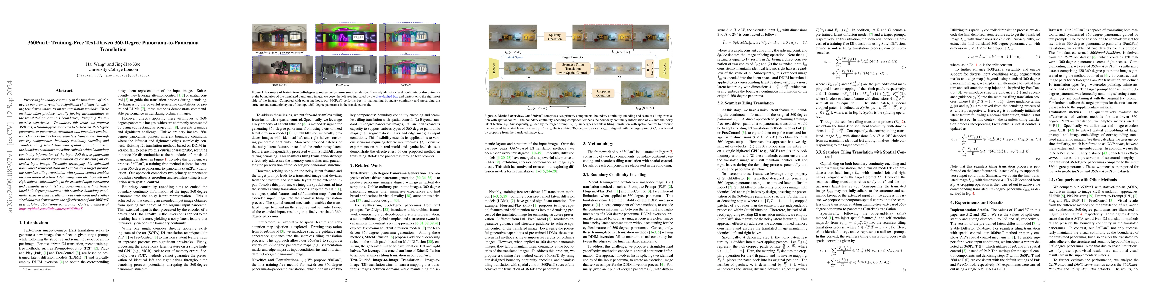 Thumbnail for 360PanT: Training-Free Text-Driven 360-Degree Panorama-to-Panorama
  Translation