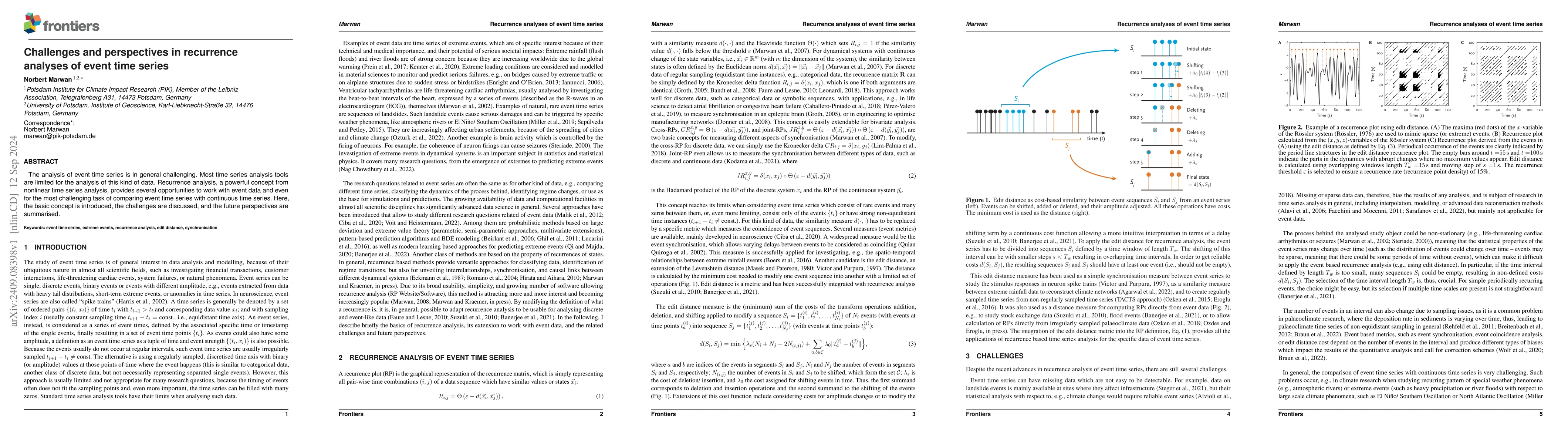 Thumbnail for Challenges and perspectives in recurrence analyses of event time series