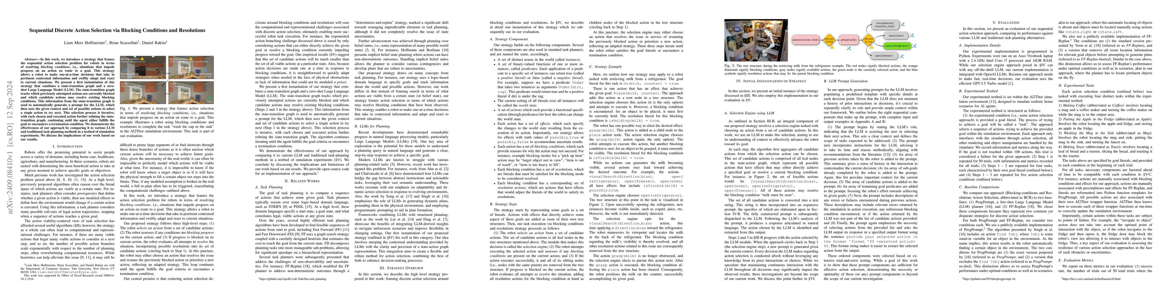 Thumbnail for Sequential Discrete Action Selection via Blocking Conditions and
  Resolutions