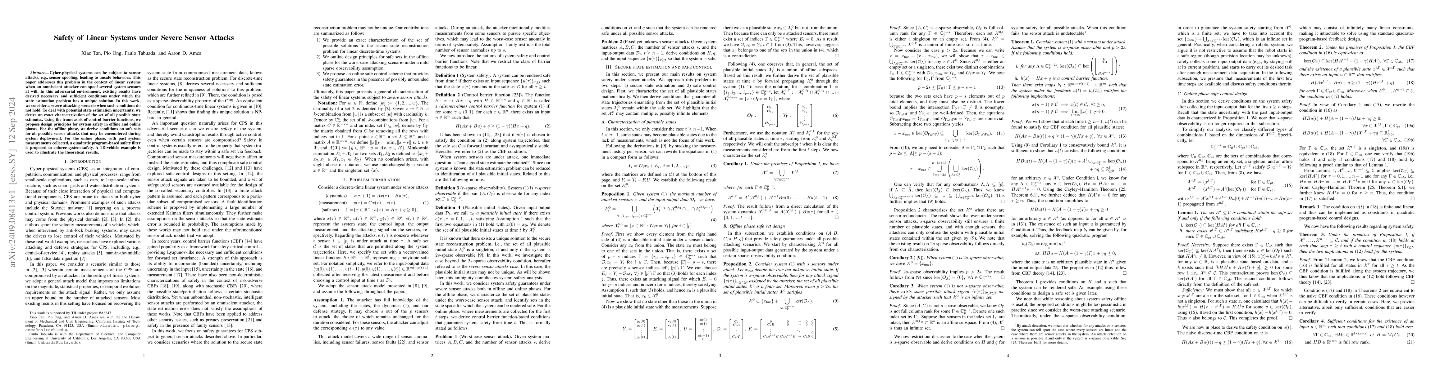 Thumbnail for Safety of Linear Systems under Severe Sensor Attacks