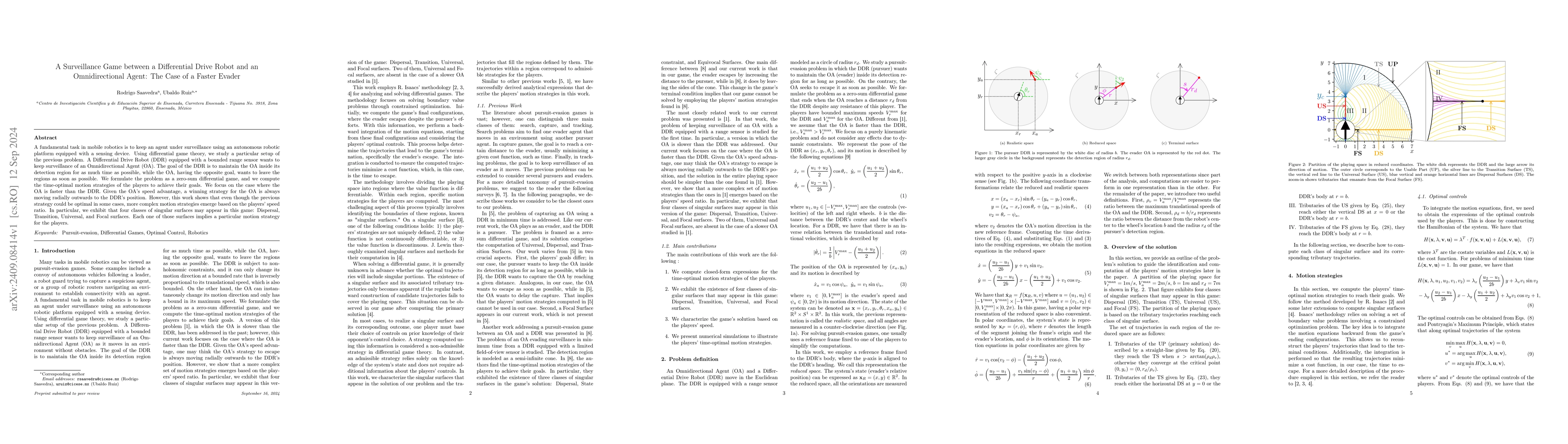 Thumbnail for A Surveillance Game between a Differential Drive Robot and an
  Omnidirectional Agent: The Case of a Faster Evader