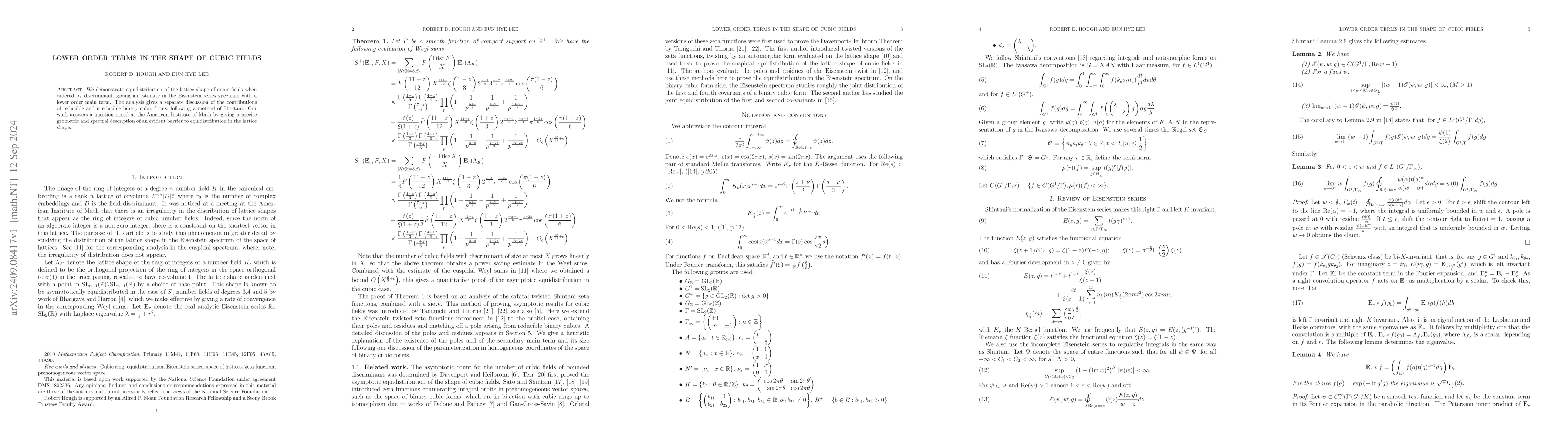 Thumbnail for Lower order terms in the shape of cubic fields