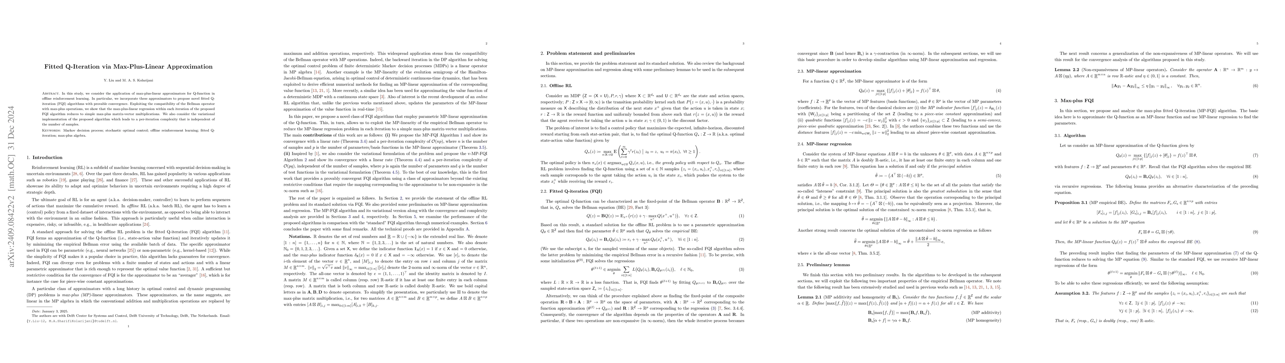Thumbnail for Fitted Q-Iteration via Max-Plus-Linear Approximation