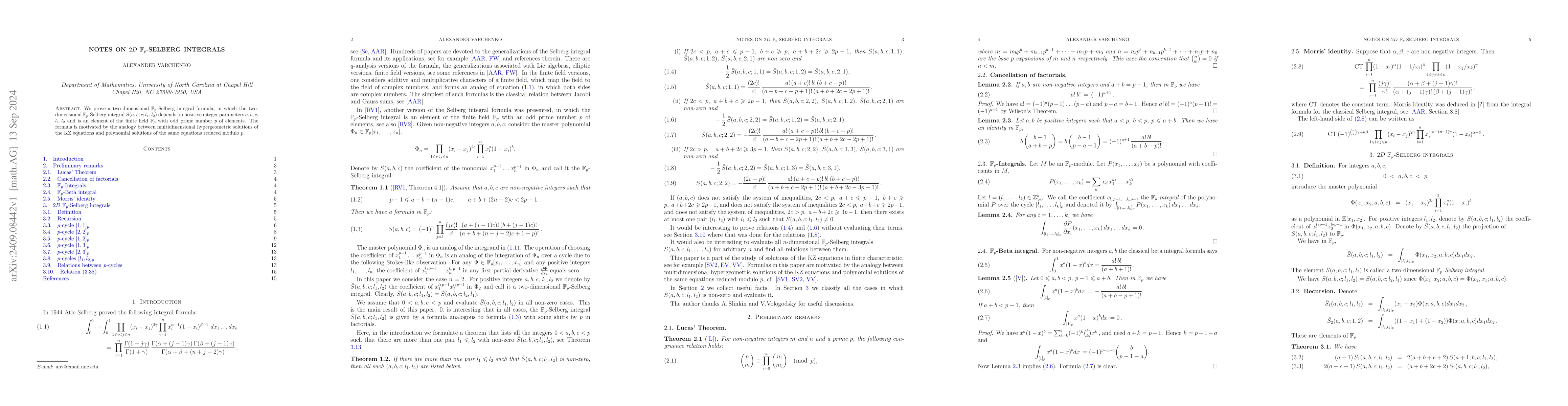 Thumbnail for Notes on $2D$ $\mathbb F_p$-Selberg integrals