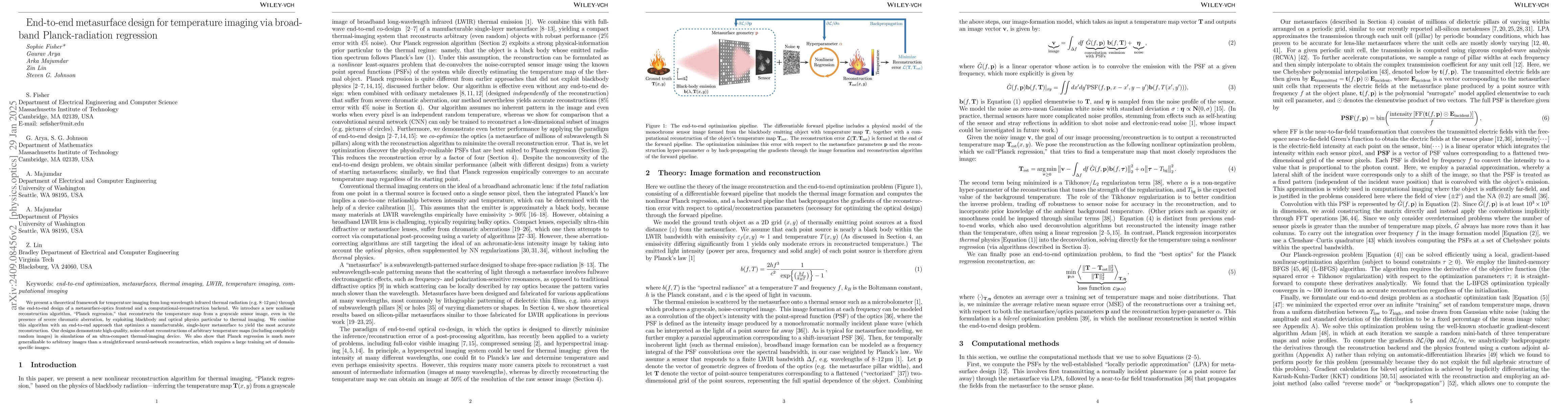 Thumbnail for End-to-end metasurface design for temperature imaging via broadband
  Planck-radiation regression