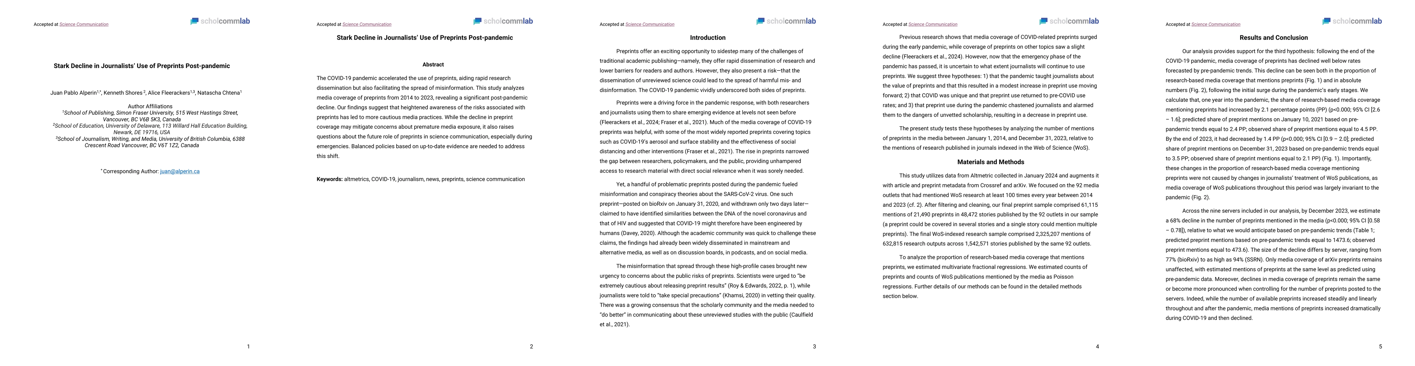 Thumbnail for Stark Decline in Journalists' Use of Preprints Post-pandemic