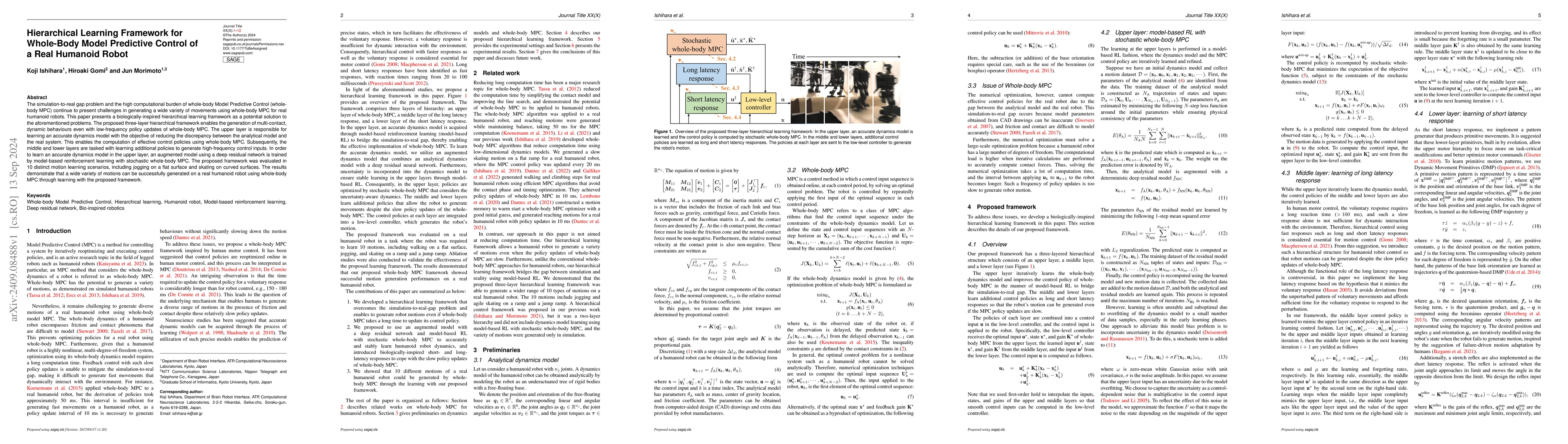 Thumbnail for Hierarchical Learning Framework for Whole-Body Model Predictive Control
  of a Real Humanoid Robot