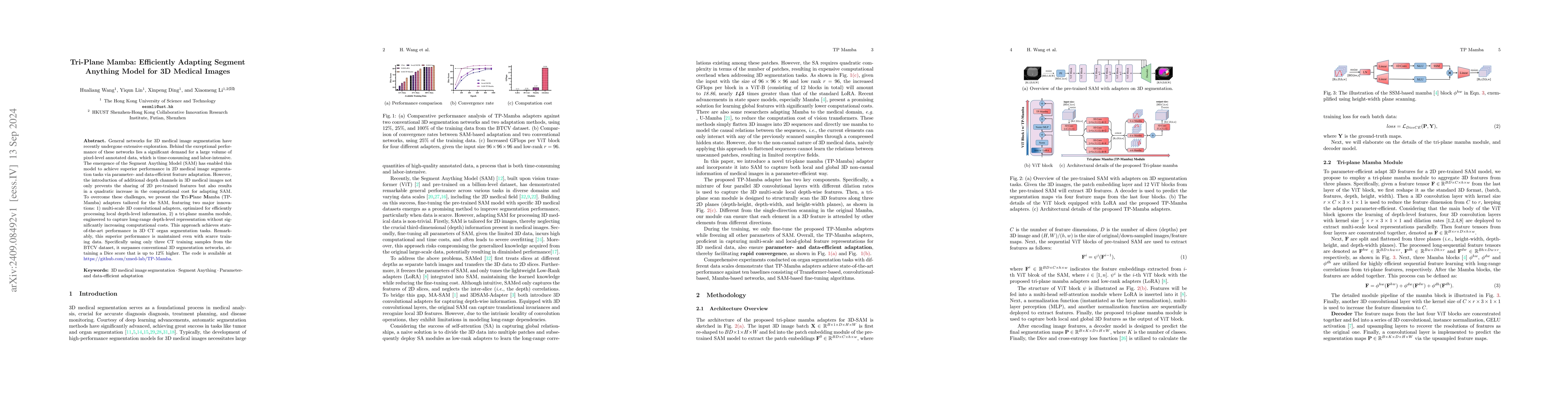 Thumbnail for Tri-Plane Mamba: Efficiently Adapting Segment Anything Model for 3D
  Medical Images