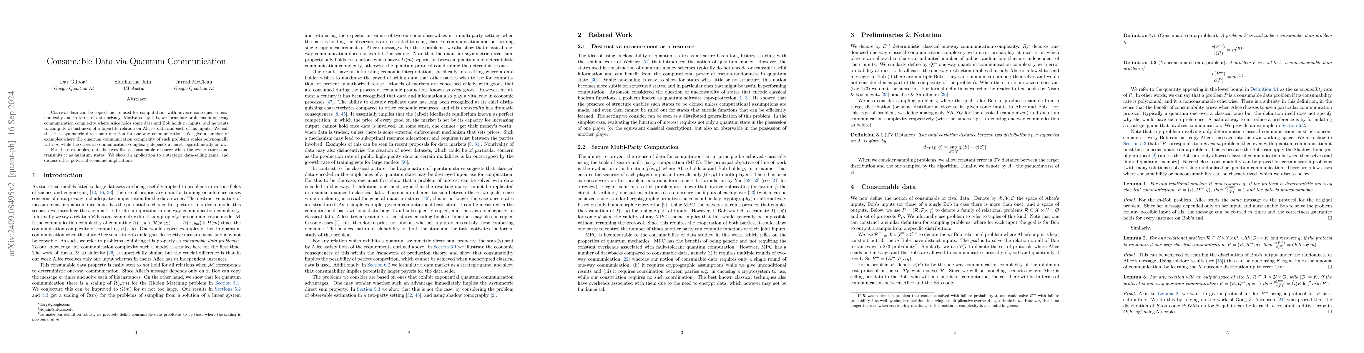 Thumbnail for Consumable Data via Quantum Communication