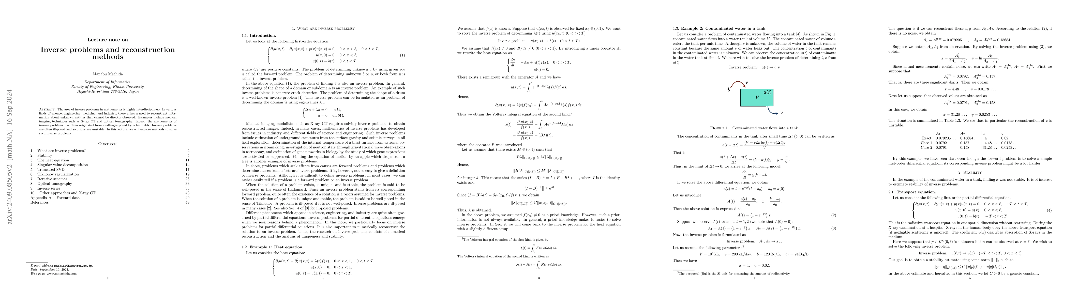 Thumbnail for Lecture note on inverse problems and reconstruction methods