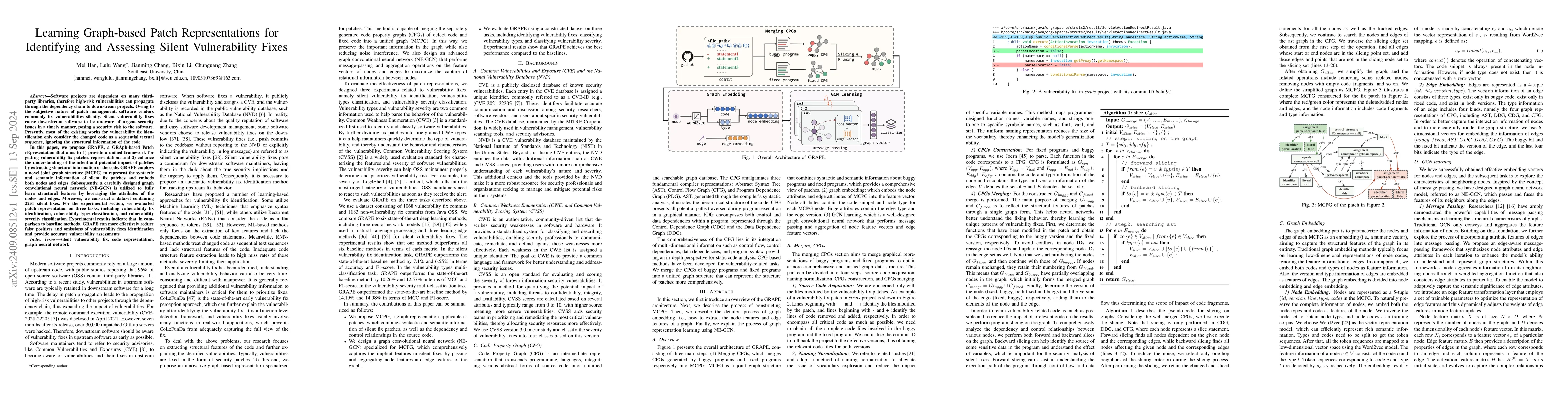 Thumbnail for Learning Graph-based Patch Representations for Identifying and Assessing
  Silent Vulnerability Fixes
