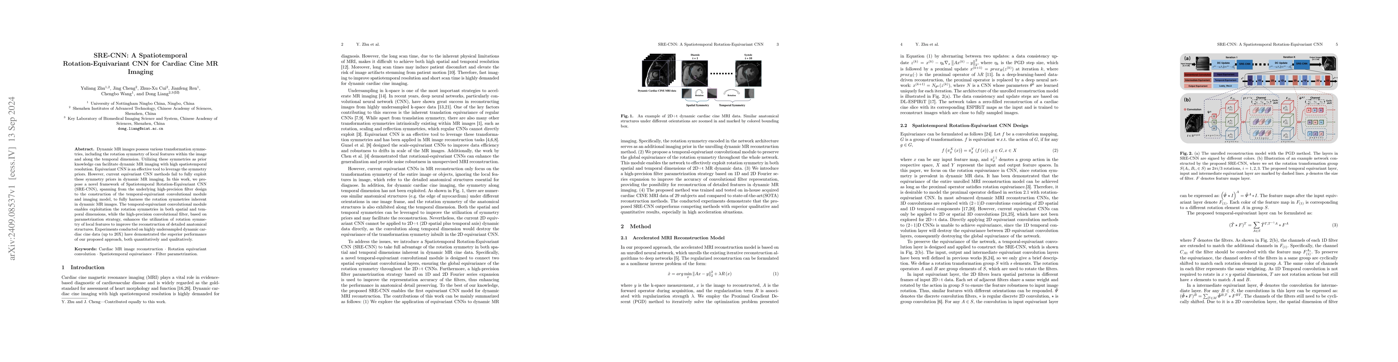 Thumbnail for SRE-CNN: A Spatiotemporal Rotation-Equivariant CNN for Cardiac Cine MR
  Imaging