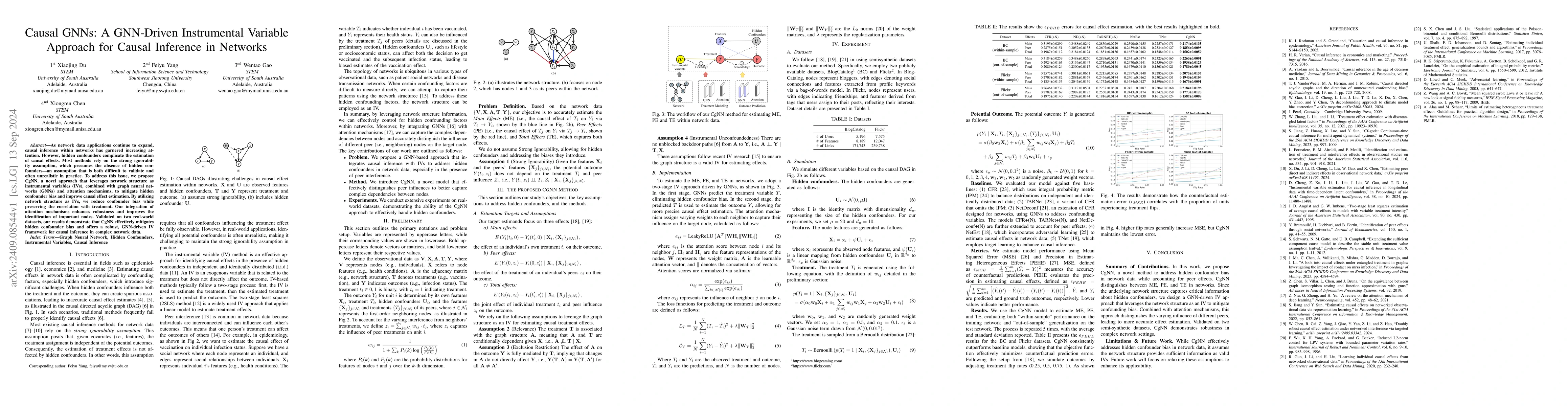 Thumbnail for Causal GNNs: A GNN-Driven Instrumental Variable Approach for Causal
  Inference in Networks