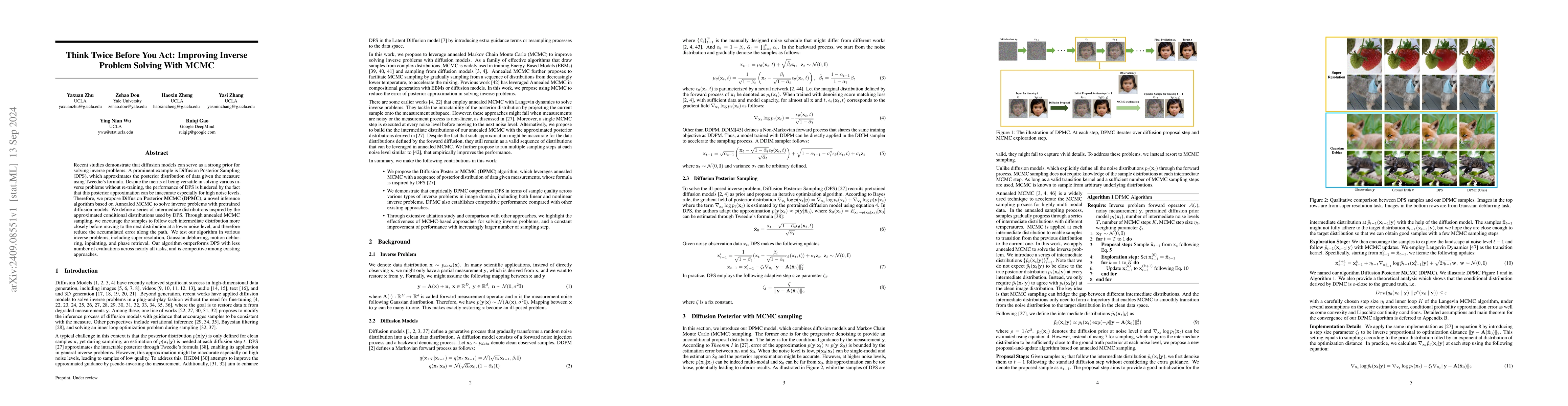 Thumbnail for Think Twice Before You Act: Improving Inverse Problem Solving With MCMC