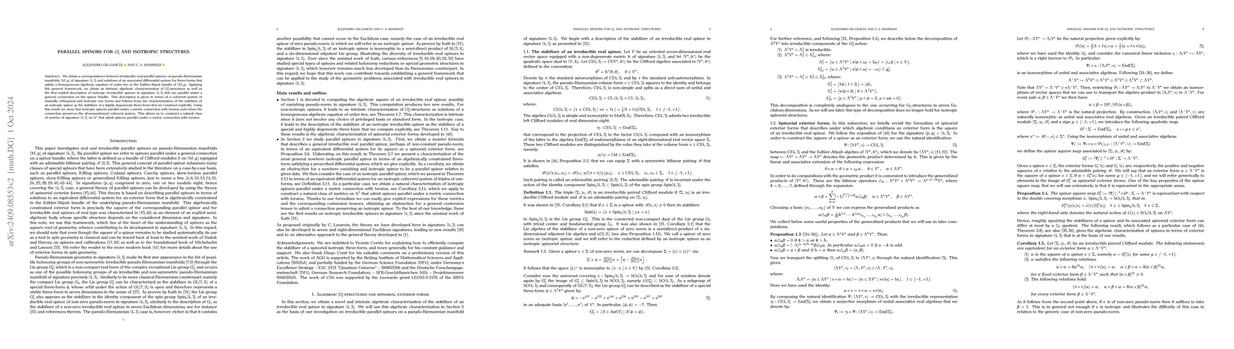 Thumbnail for Parallel spinors for $\mathrm{G}_2^*$ and isotropic structures