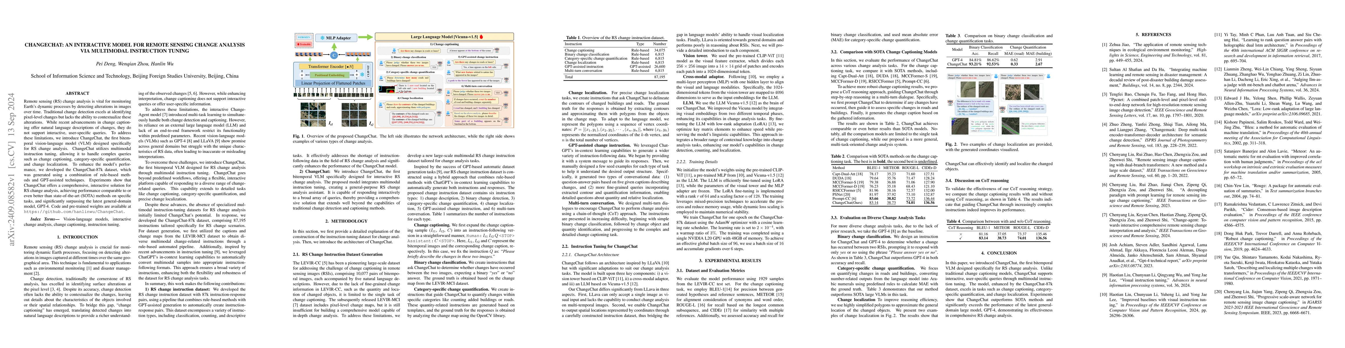 Thumbnail for ChangeChat: An Interactive Model for Remote Sensing Change Analysis via
  Multimodal Instruction Tuning