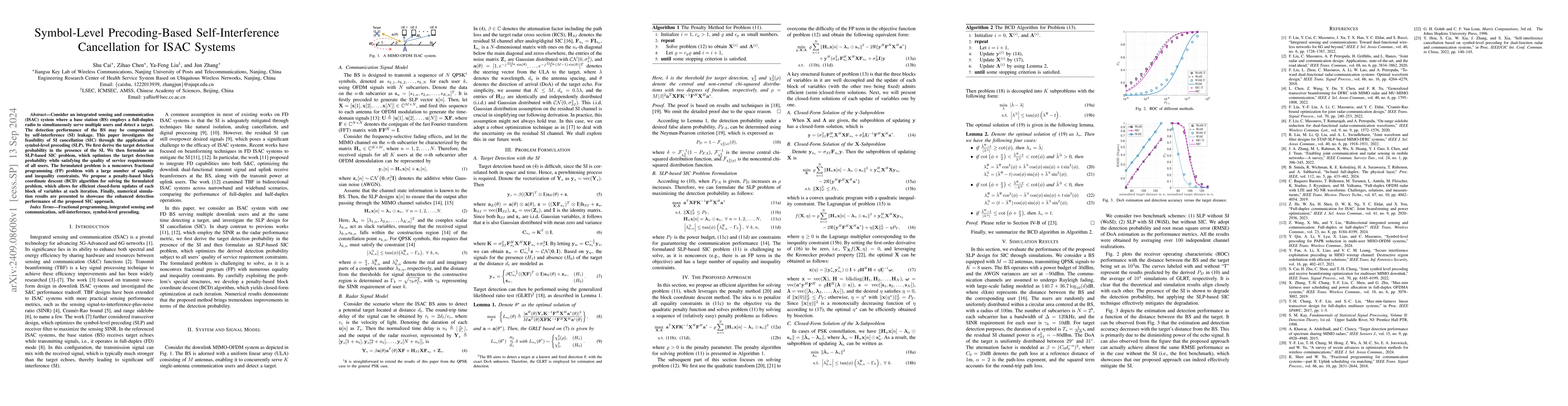 Thumbnail for Symbol-Level Precoding-Based Self-Interference Cancellation for ISAC
  Systems