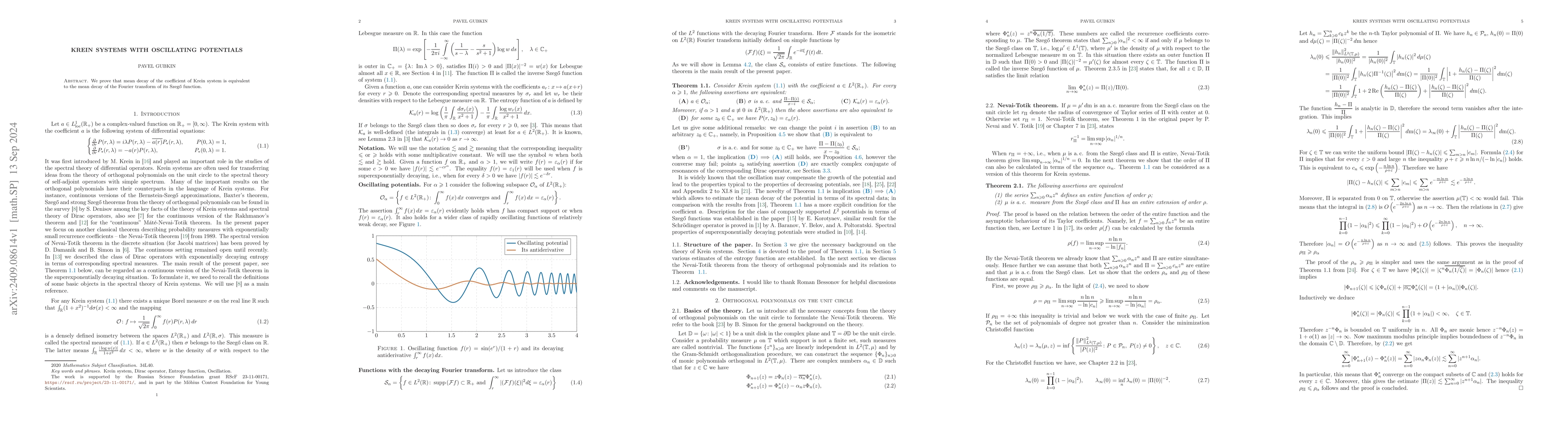 Thumbnail for Krein systems with oscillating potentials