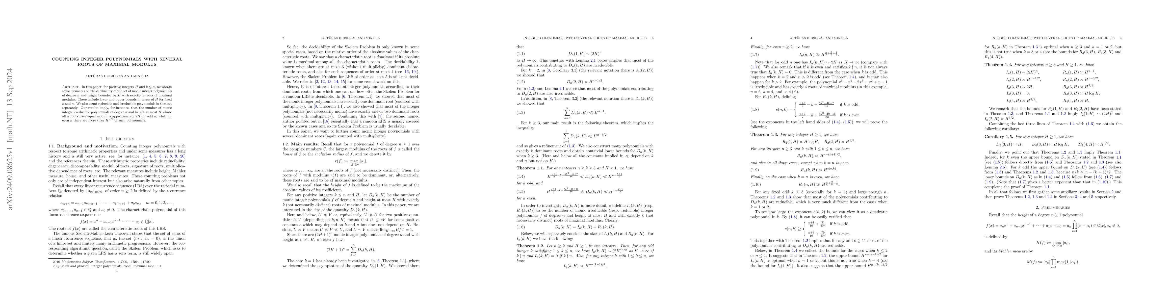 Thumbnail for Counting integer polynomials with several roots of maximal modulus
