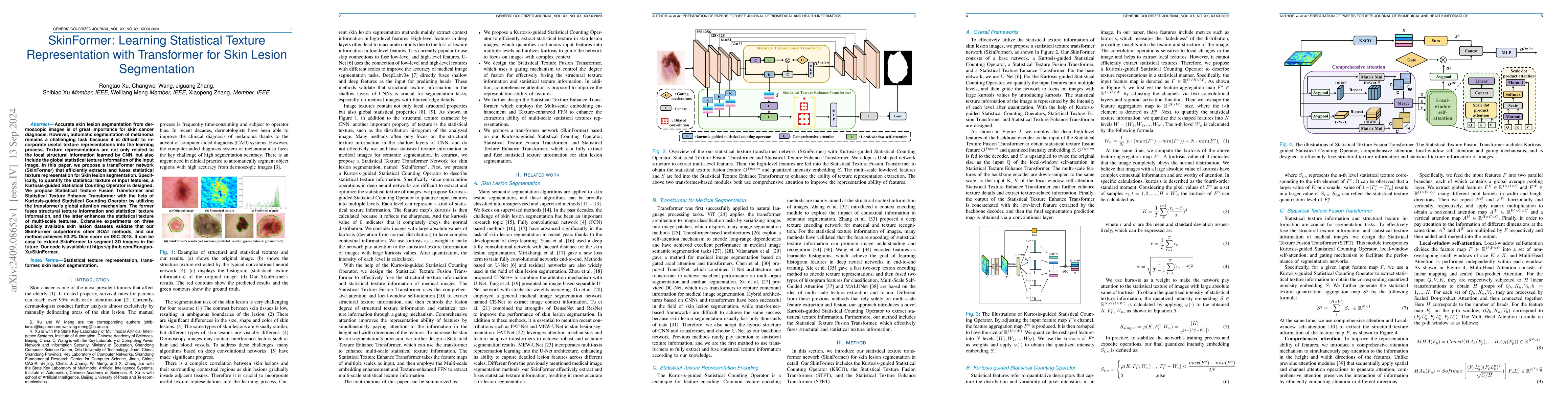 Thumbnail for SkinFormer: Learning Statistical Texture Representation with Transformer
  for Skin Lesion Segmentation