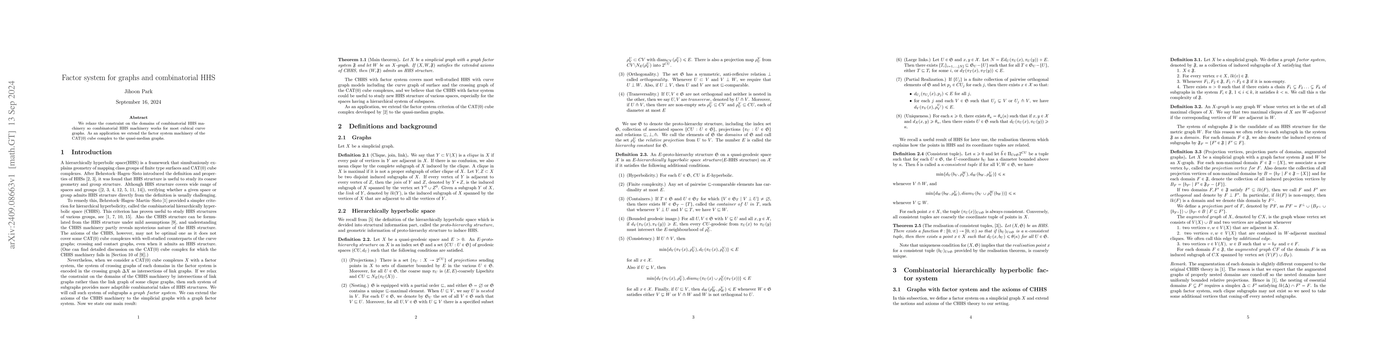 Thumbnail for Factor system for graphs and combinatorial HHS