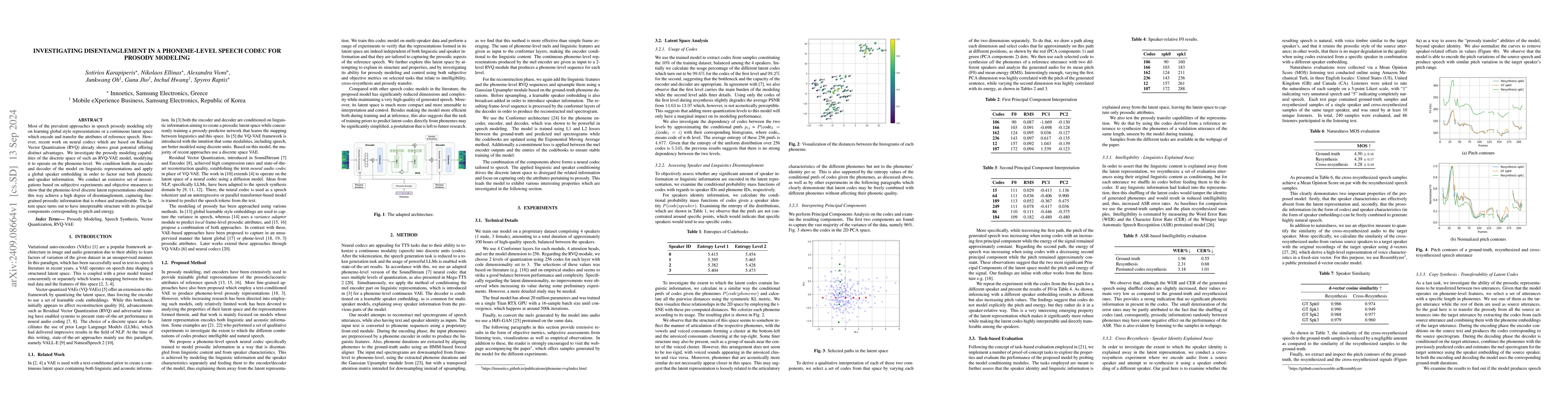 Thumbnail for Investigating Disentanglement in a Phoneme-level Speech Codec for
  Prosody Modeling