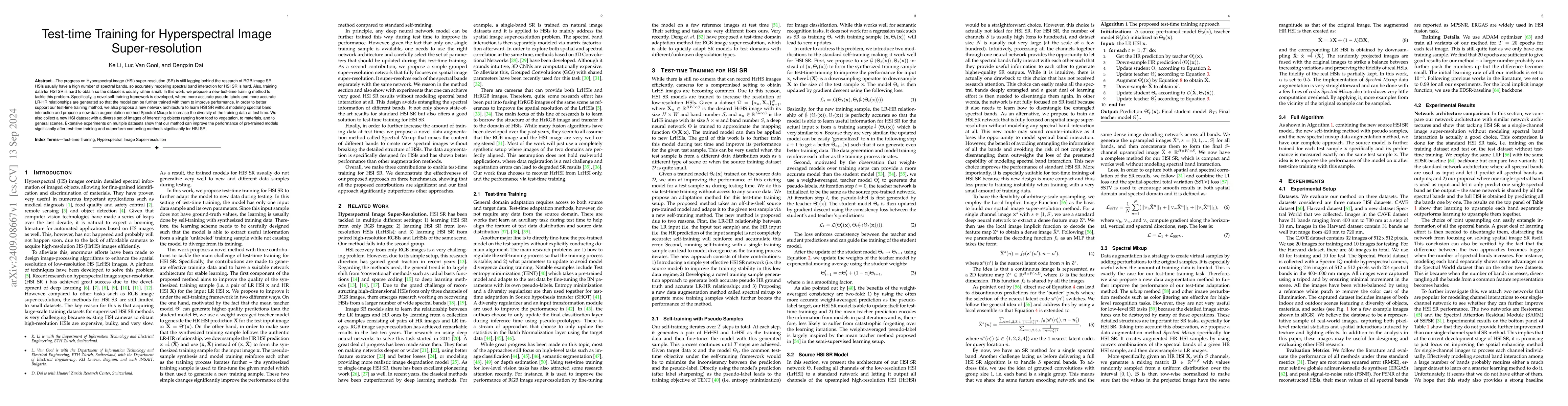 Thumbnail for Test-time Training for Hyperspectral Image Super-resolution