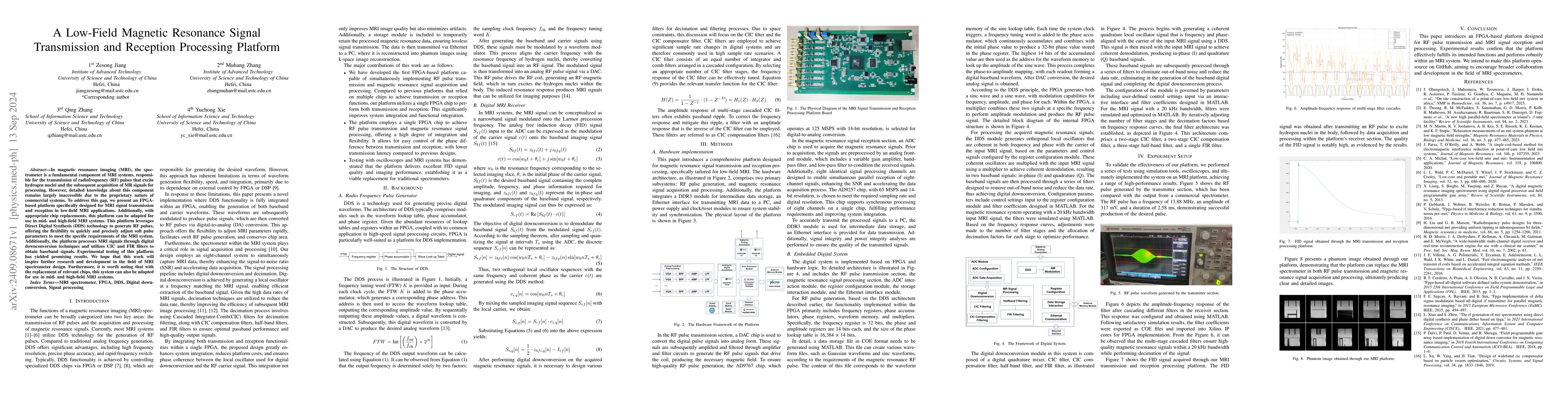 Thumbnail for A Low-Field Magnetic Resonance Signal Transmission and Reception
  Processing Platform