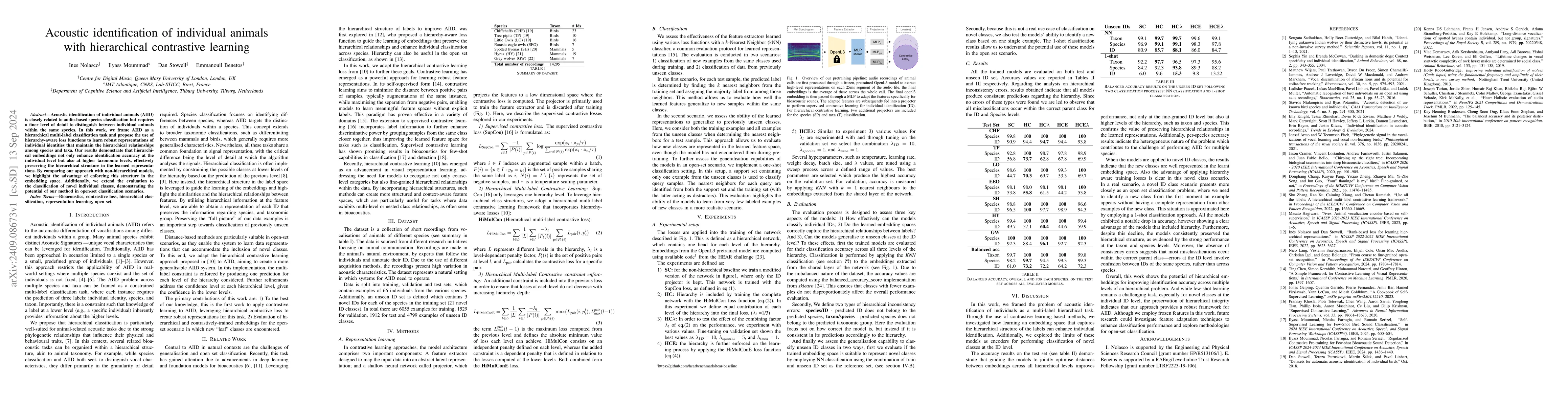 Thumbnail for Acoustic identification of individual animals with hierarchical
  contrastive learning