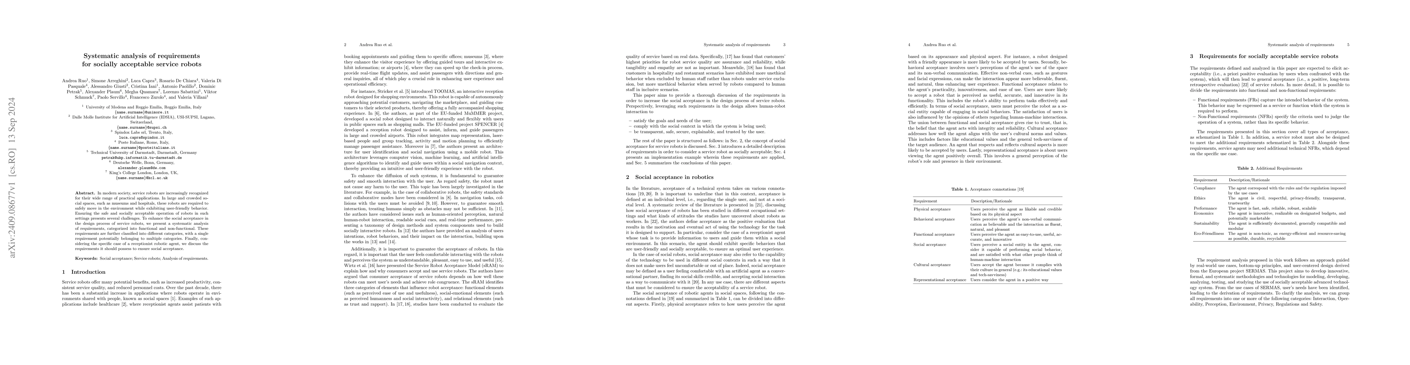 Thumbnail for Systematic analysis of requirements for socially acceptable service
  robots