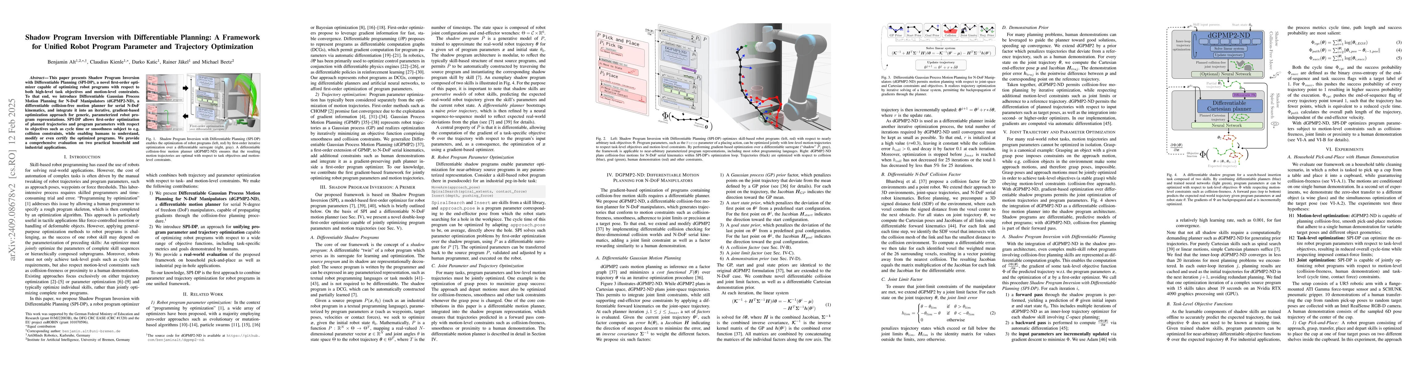 Thumbnail for Shadow Program Inversion with Differentiable Planning: A Framework for
  Unified Robot Program Parameter and Trajectory Optimization