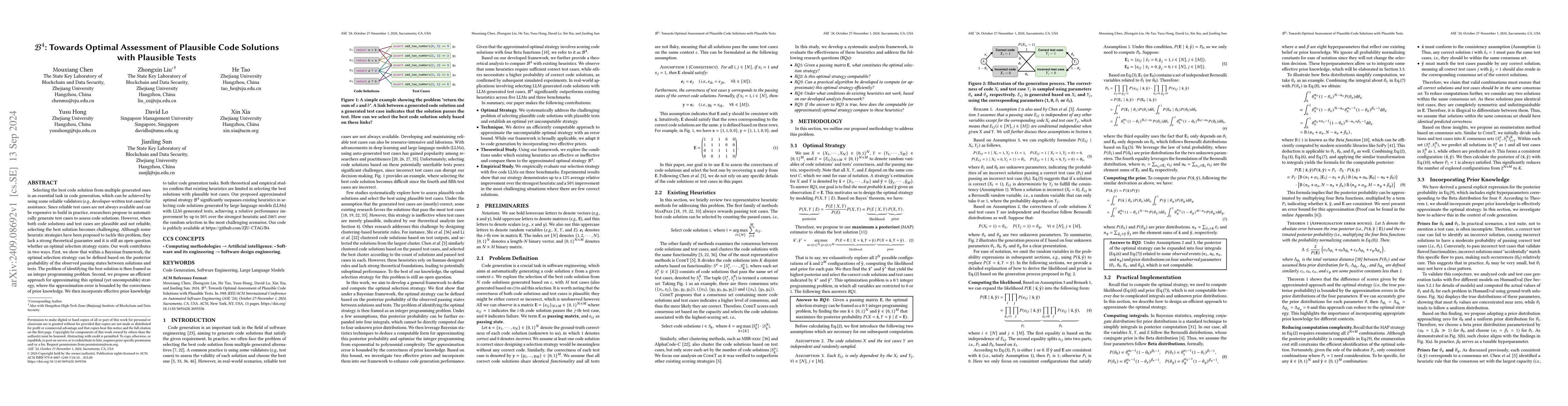 Thumbnail for B4: Towards Optimal Assessment of Plausible Code Solutions with
  Plausible Tests