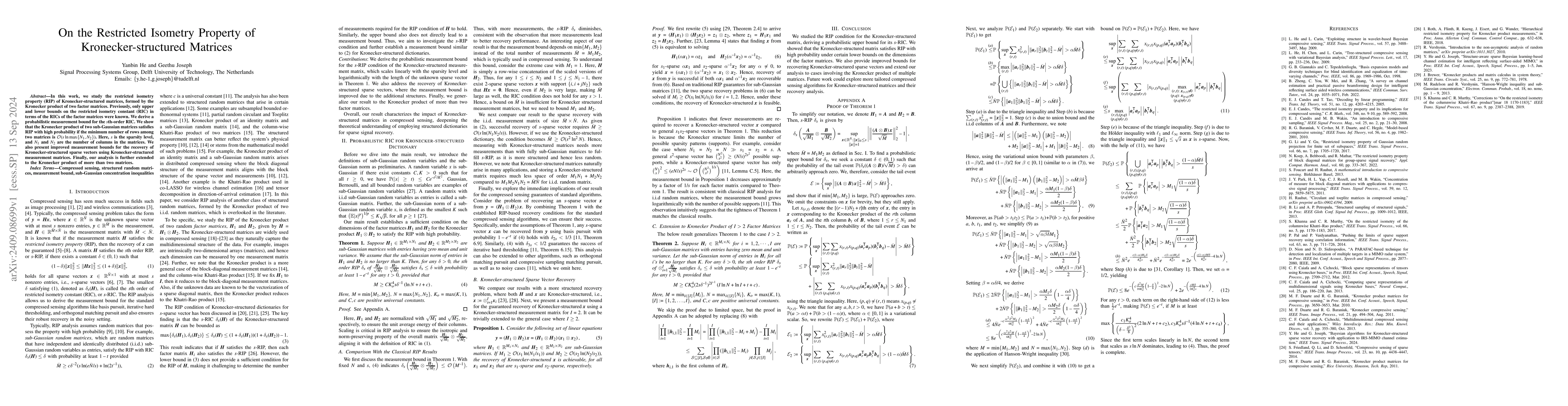 Thumbnail for On the Restricted Isometry Property of Kronecker-structured Matrices