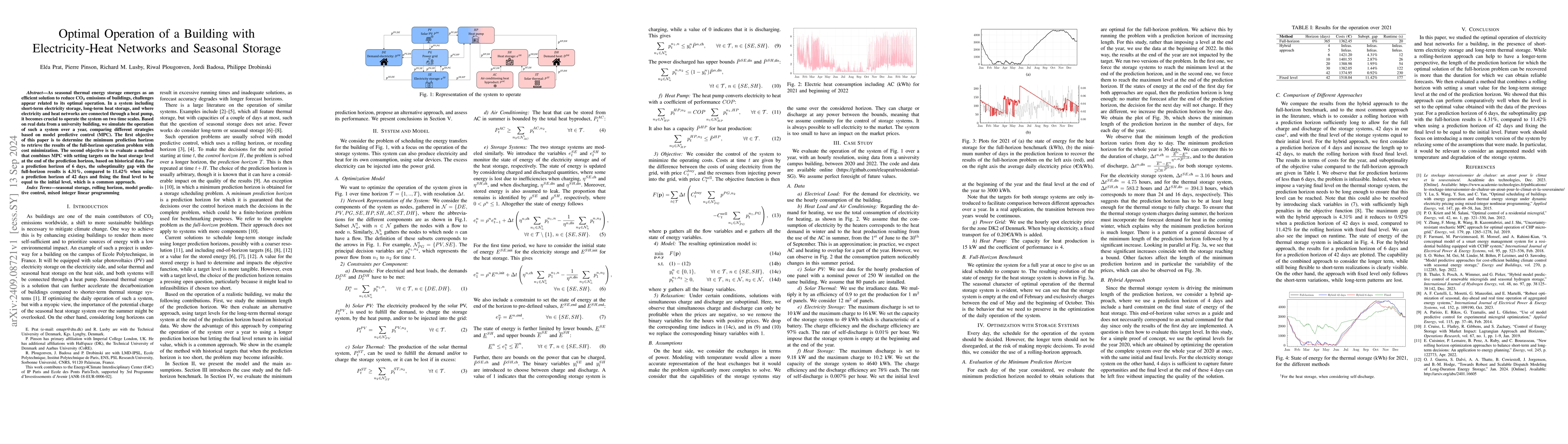 Thumbnail for Optimal Operation of a Building with Electricity-Heat Networks and
  Seasonal Storage