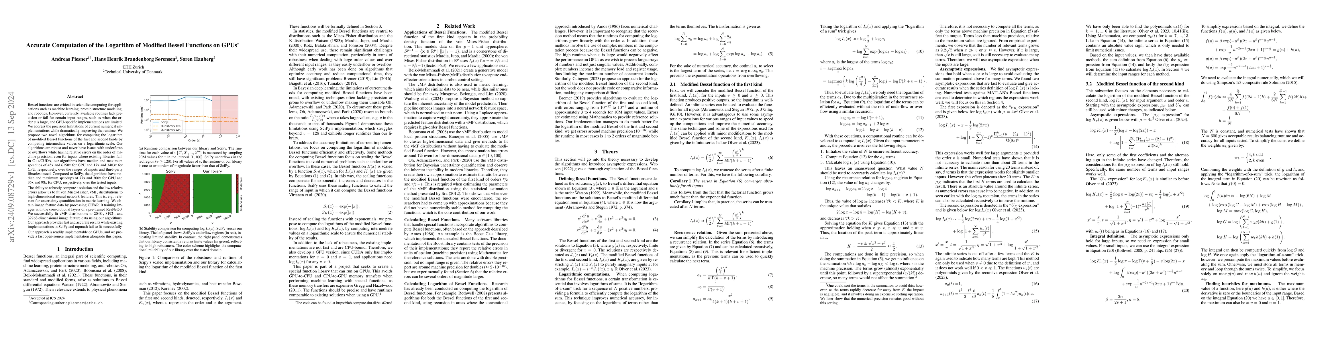 Thumbnail for Accurate Computation of the Logarithm of Modified Bessel Functions on
  GPUs