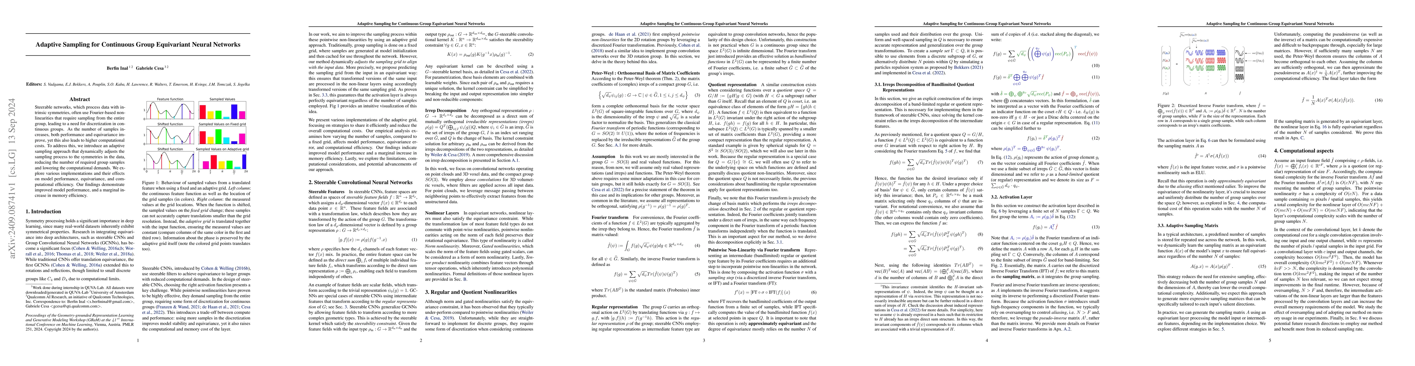Thumbnail for Adaptive Sampling for Continuous Group Equivariant Neural Networks