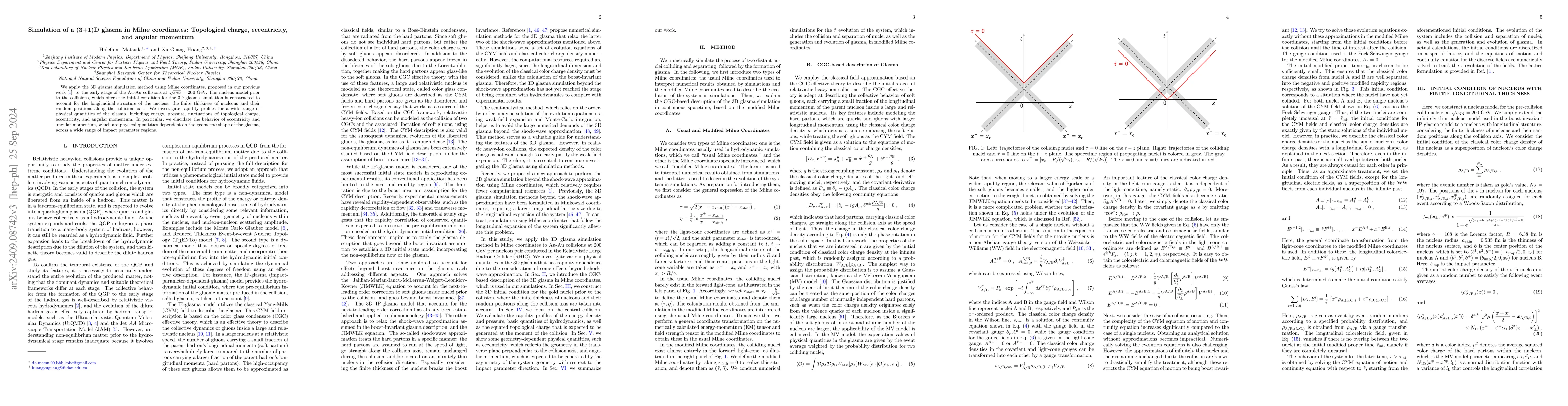 Thumbnail for Simulation of a (3+1)D glasma in Milne coordinates: Topological charge,
  eccentricity, and angular momentum